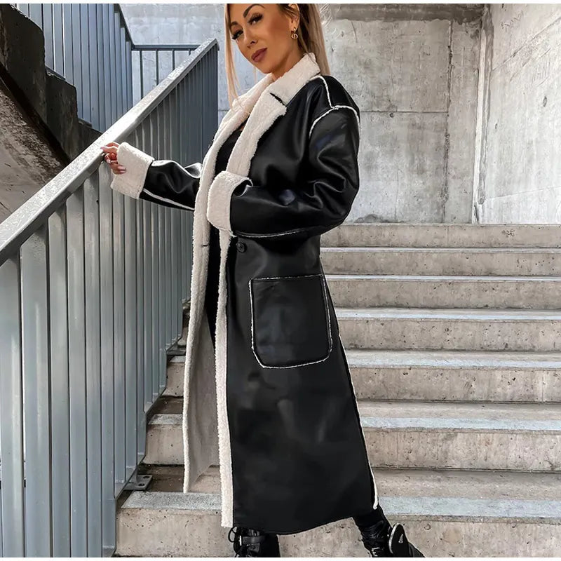 W&W Mode - Reverskragen mit Taschen Lederjacke