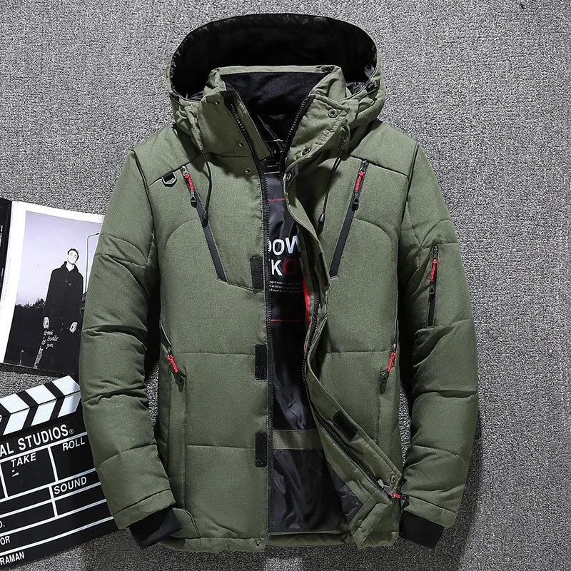 W&W Mode - Herren-Winterjacke - Warme, schlanke Daunenjacke mit Kapuze