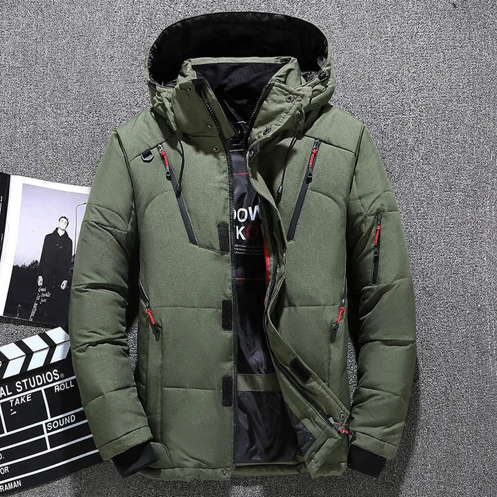 W&W Mode - Herren-Winterjacke - Warme, schlanke Daunenjacke mit Kapuze