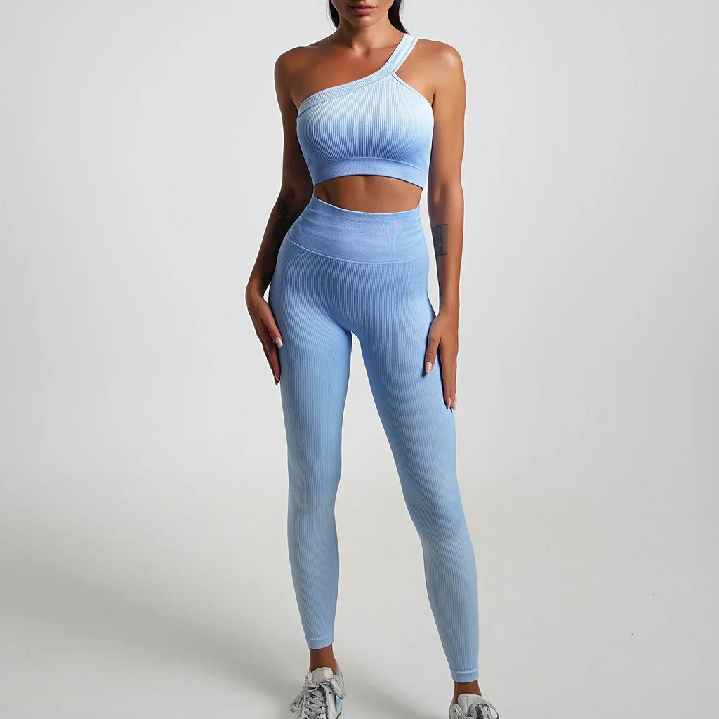 WW | Nahtlose Gradient Yoga Set Sport Fitness Hohe Taille Hip Lifting Hosen Langarm Anzüge Training Fitness Leggings Set für Frauen