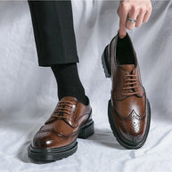 WW | Leder Formelle Loafers Für Herren Mit Brogue Detail Und Robuster Sohle