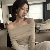 Eleganter Off-Shoulder Strickpullover