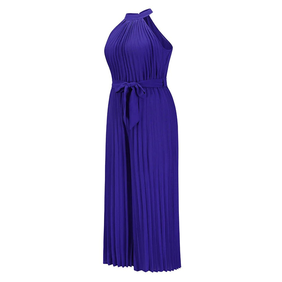 WW | Plissierter Overall mit Neckholder und Gürtel