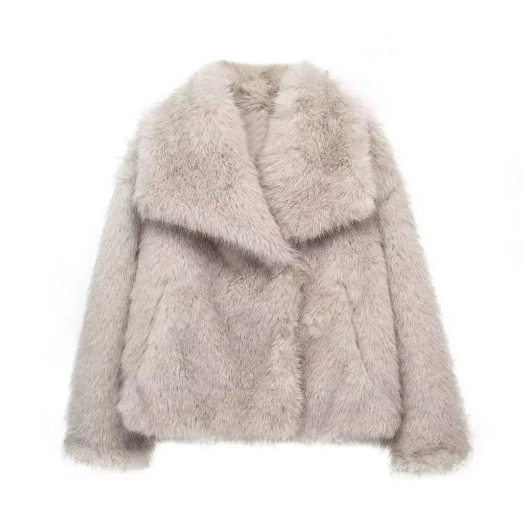 WW | Bequeme Langärmelig Kunstfell Jacke