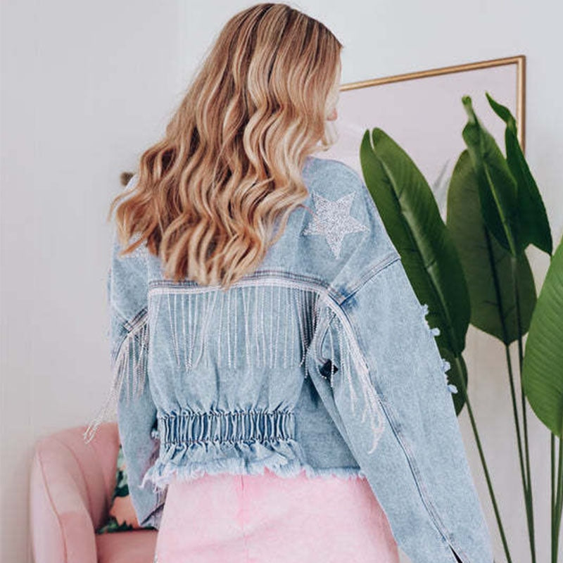 WW - Jeansjacke mit Fransen