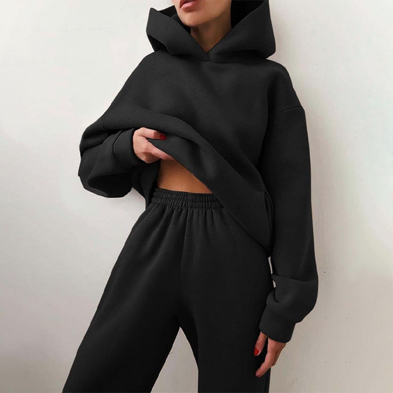 WW Kuschelige Damen-Set mit Hoodie und Sweatpants | Bequeme Pullover-Sweatshirts