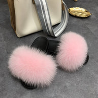 WW | Flauschige Echtfell Flip Flops Hausschuhe Sandalen