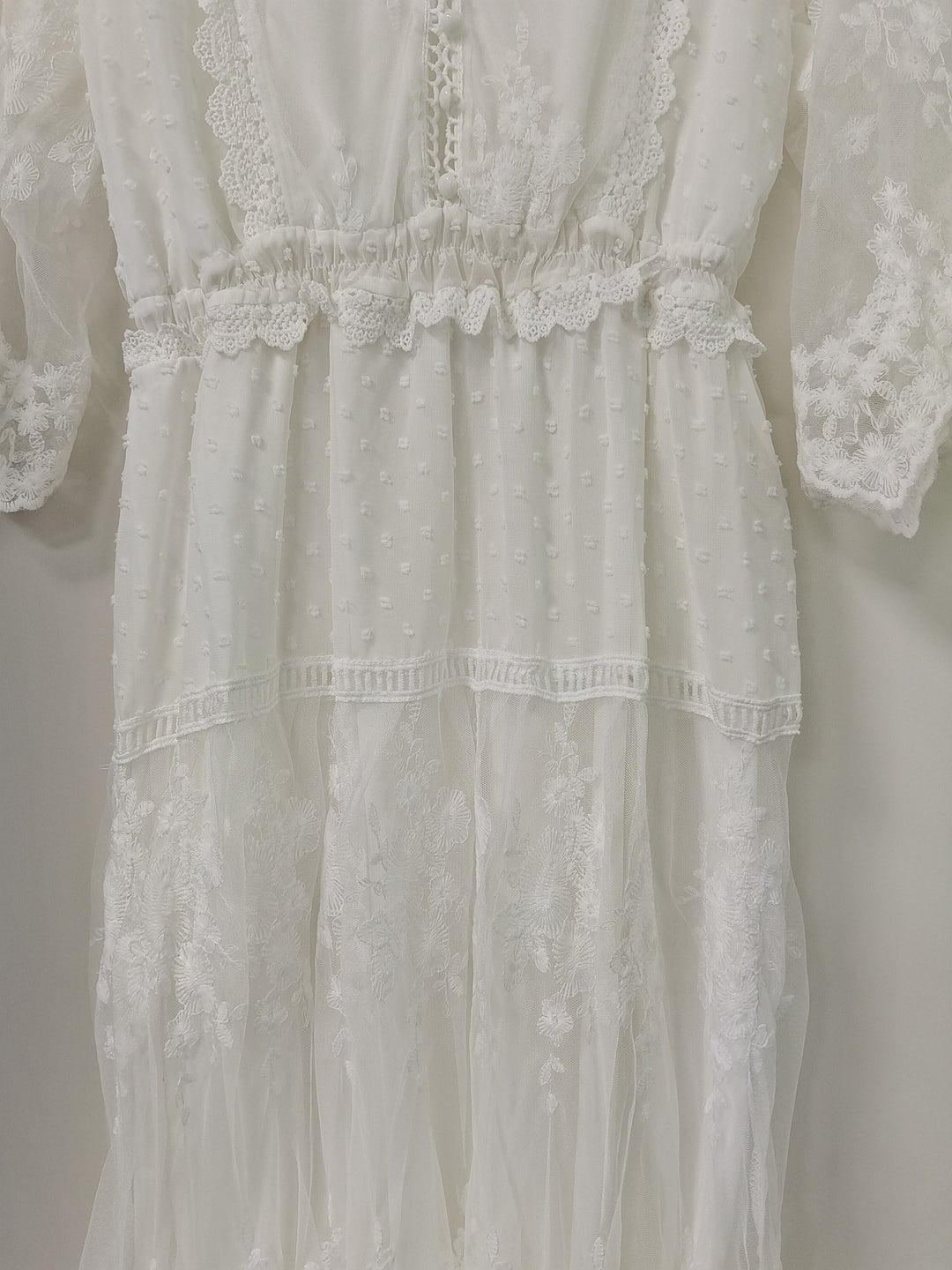 W&W Mode | Cross Halbtransparente Spitzen Maxikleid