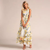 WW | Gestufte Volant Ärmlose Maxi Sommerkleid Berlina