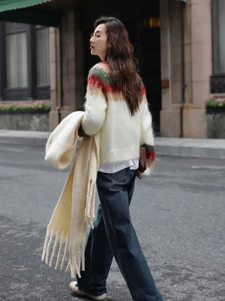 WW - Hässlicher Weihnachtspulli - Dick gestrickter Pullover mit Retro-Muster