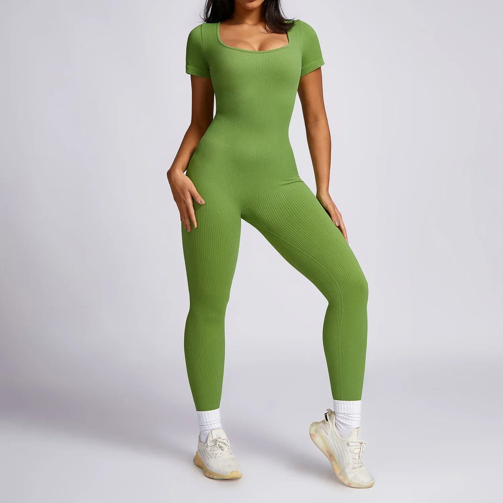 WW | Neue Yoga Anzüge Fitness Outfit Frauen Einteiler Jumpsuits Frauen Sportlich Training Hochleistungsfaden Kurzarm Fitness-Anzug