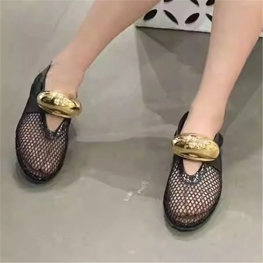 Damen Ballerinas mit Mesh-Obermaterial und elastischem Band