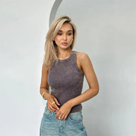 Vintage Zerrissenes ärmelloses Tank-Top