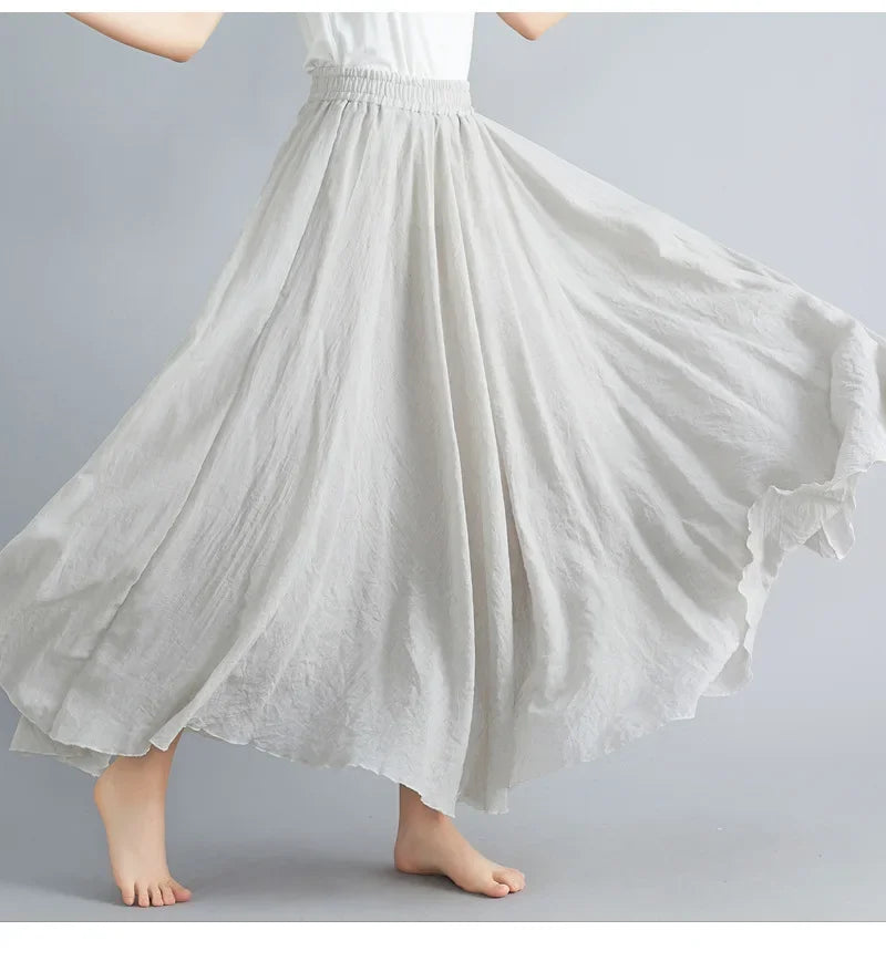WW | Mode Baumwolle Leinen Kleidung Frauen Röcke Maxi Y2K Elegant Strand Saia Ropa Mujer Lässiges Kleid Boho Lange Röcke Faldas Harajuku