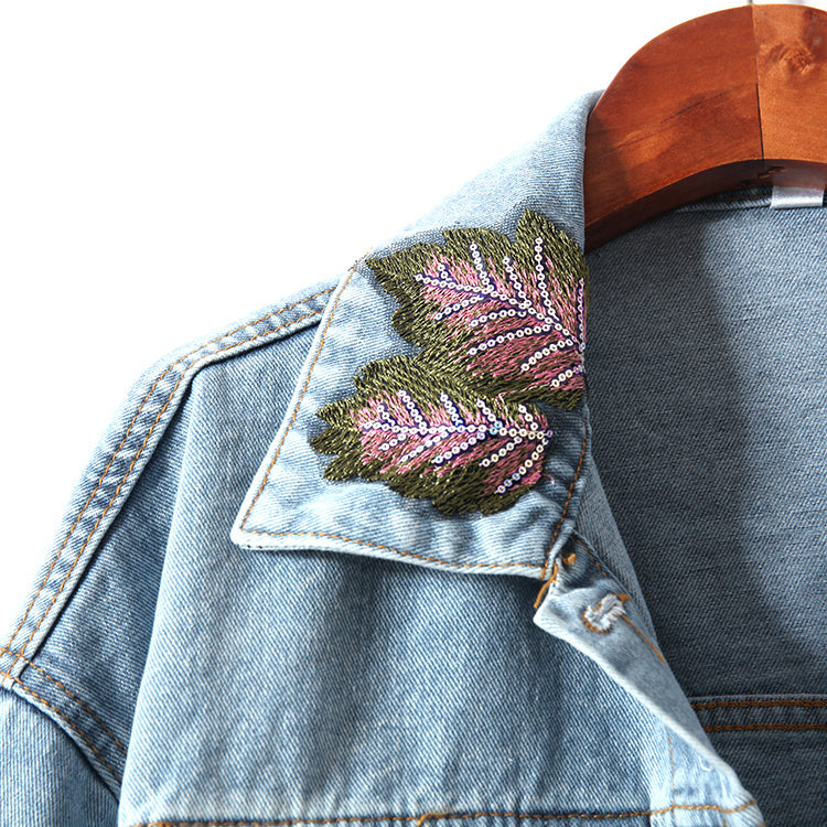 WW | Denim Jacke Mit Blumenstickereien Und Pailletten