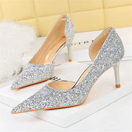 WW | Glitzernder, Spitzer Stiletto Absatz