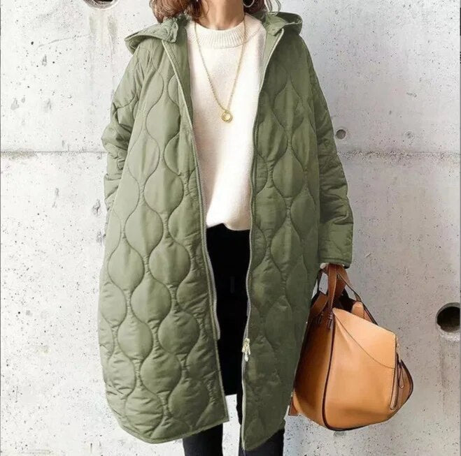 W&W Mode | Lässiger Parka mit Kapuze aus Argyle-Stoff für Damen