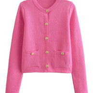Strick-Cardigan mit Rundhalsausschnitt