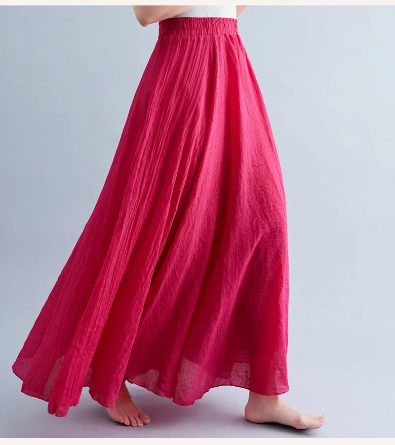 WW | Mode Baumwolle Leinen Kleidung Frauen Röcke Maxi Y2K Elegant Strand Saia Ropa Mujer Lässiges Kleid Boho Lange Röcke Faldas Harajuku