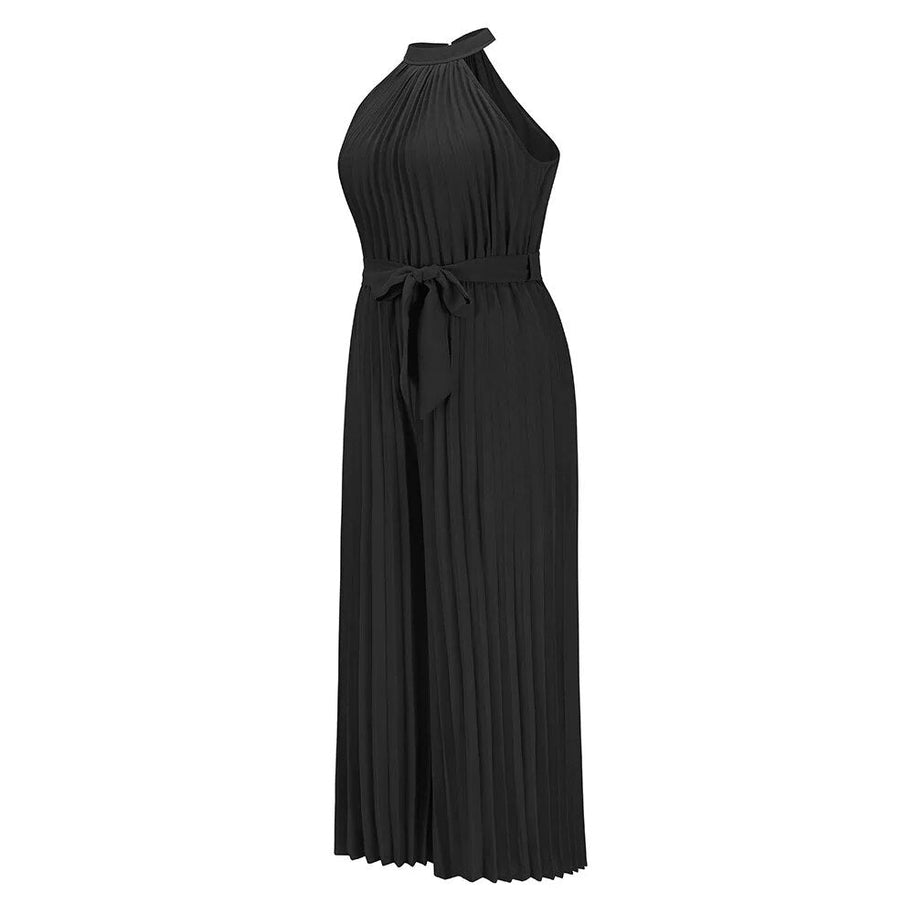 WW | Plissierter Overall mit Neckholder und Gürtel