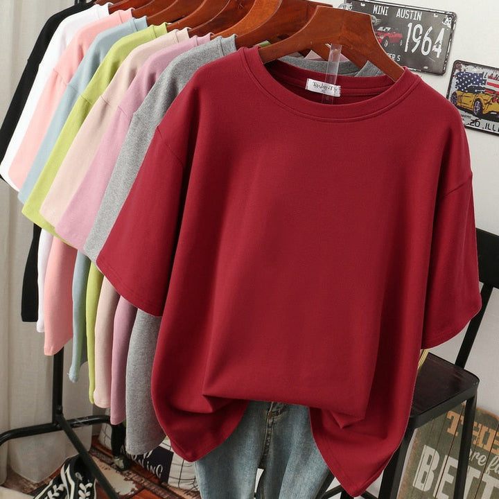 W&W Mode Kuscheliges Baumwoll-Basic: Plus-Size T-Shirt für Damen