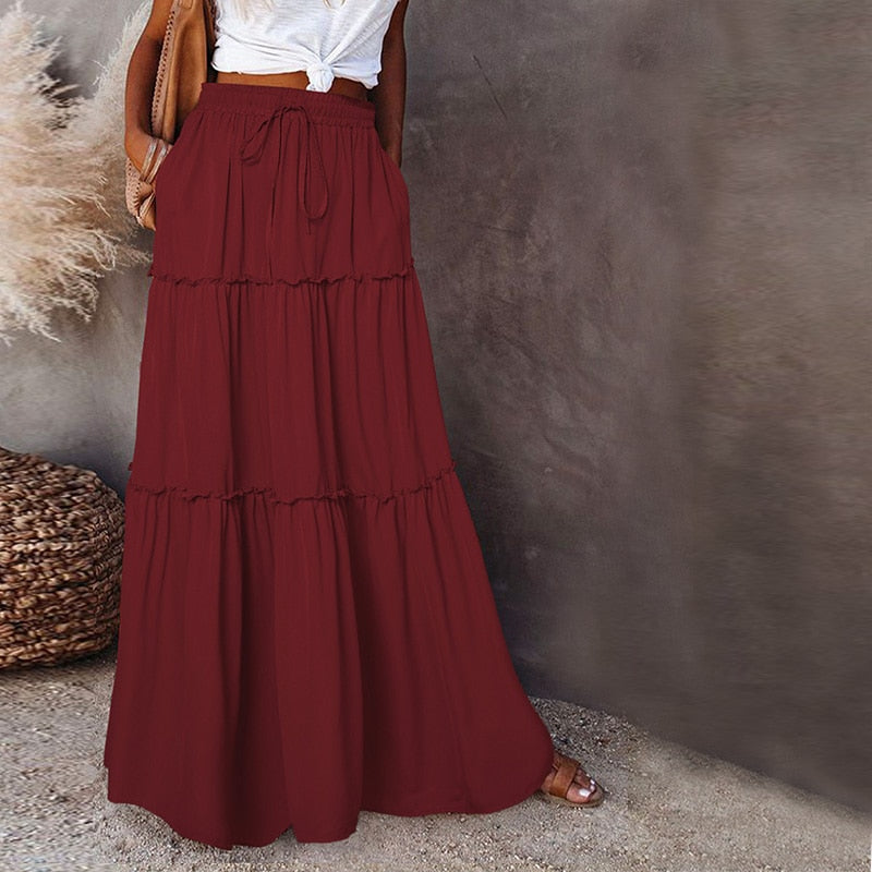 W&W Mode | Langer Hochtaillierter Maxi Rock