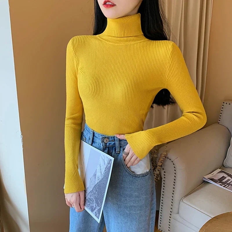 W&W Mode - Damen-Ripp-Turtleneck für elegante Raffinesse