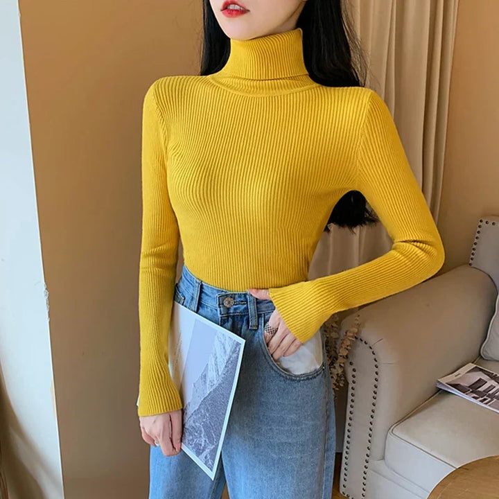 W&W Mode - Damen-Ripp-Turtleneck für elegante Raffinesse