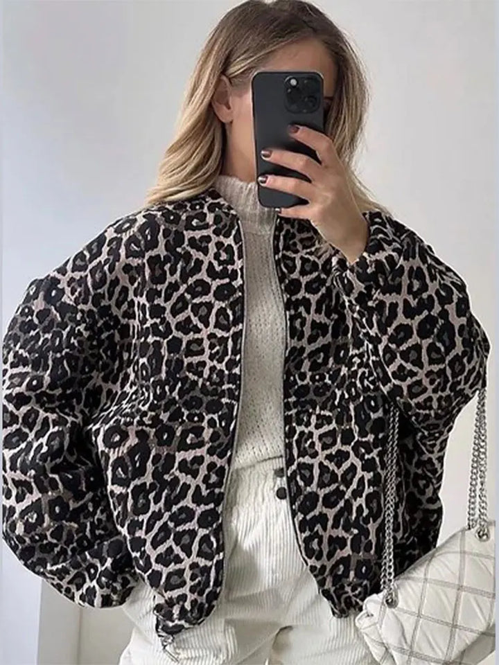 W&W Mode | Retro Lange Ärmel Leopard Jacke