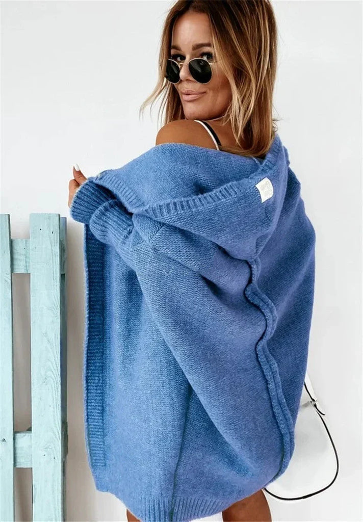 WW | Superweiche Gestrickte Strickjacke Mit Taschen Und Kapuze Für Damen