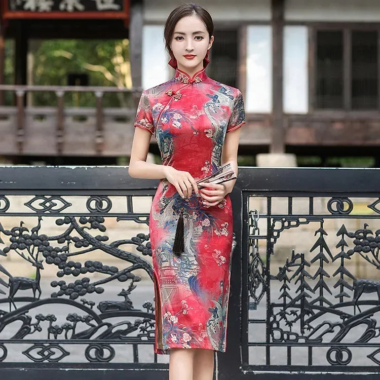 WW | Cheongsam Qipao Mode Kleidung Lässig Elegant Ethnischer Stil Vintage Kleid für Frauen Streetwear Frauen Kleidung Festlich Chinesisch