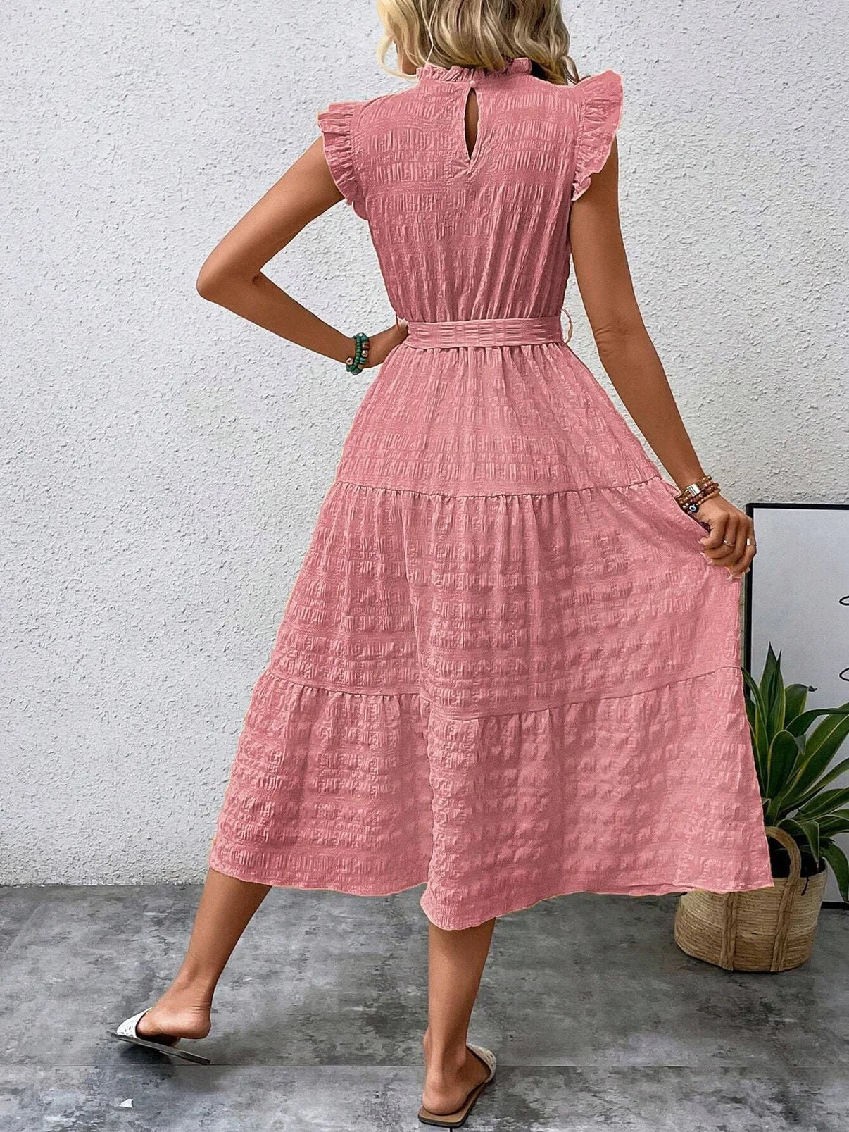 WW | Baumwollkleid mit Rüschenärmeln