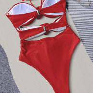 Einteiliger Bikini-Badeanzug mit hoher Taille