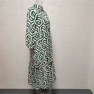 WW | Langarm Maxikleid mit Geometrischem Druck für Frauen Winsett