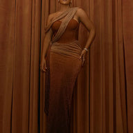 WW | Glitzer Rückenfrei Abend Maxi Kleid