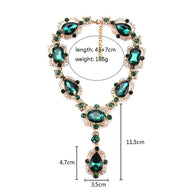 WW | Statement Rhinestones Schmuck Große Edelstein Gem Stein Kristall Viktorianischer Schmuck Grüner Smaragd Bib Halskette für Frauen