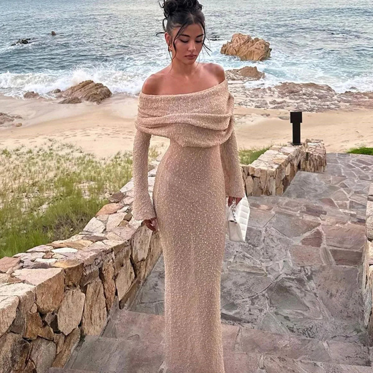 WW | Off-shoulder Maxi-Kleid für Damen