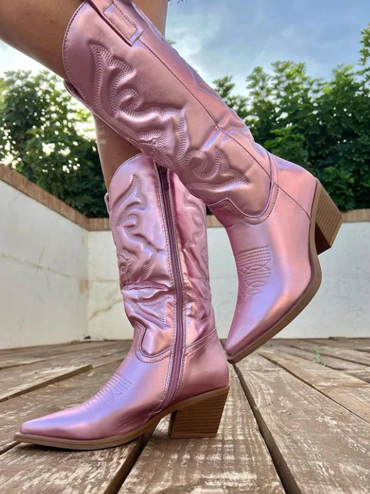 WW | Metallische Western Cowboy Stiefel für Damen