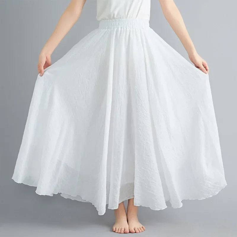 WW | Mode Baumwolle Leinen Kleidung Frauen Röcke Maxi Y2K Elegant Strand Saia Ropa Mujer Lässiges Kleid Boho Lange Röcke Faldas Harajuku