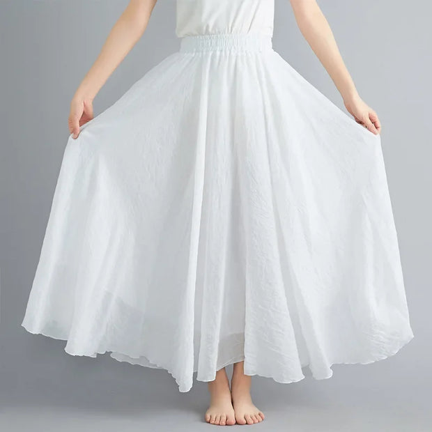 WW | Mode Baumwolle Leinen Kleidung Frauen Röcke Maxi Y2K Elegant Strand Saia Ropa Mujer Lässiges Kleid Boho Lange Röcke Faldas Harajuku