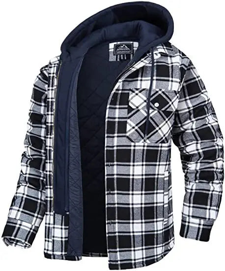 WW | Herren Kapuzen Steppjacke Aus Baumwolle Und Flanell Mit Karo Design