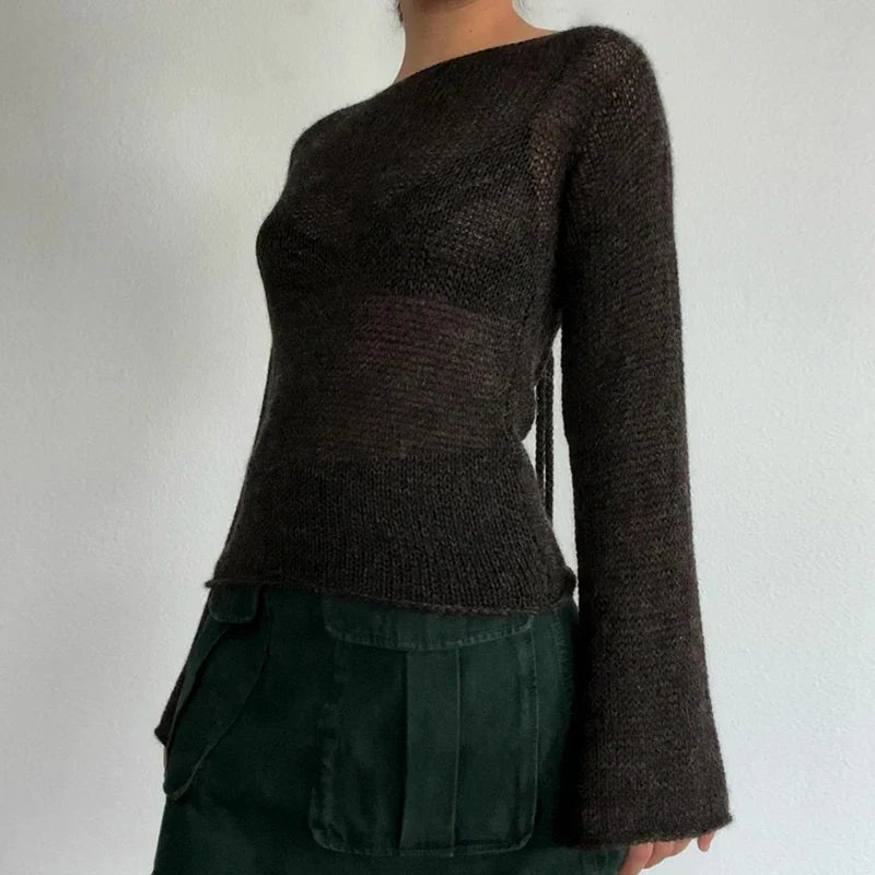 WW | Lockerer Strickpullover mit Glockenärmeln