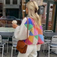 Gestreifte offene Strickjacke