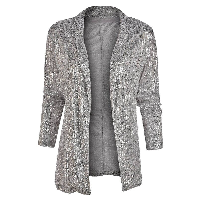 WW | Blazer Kurzer Cardigan mit Glitzernden Pailletten