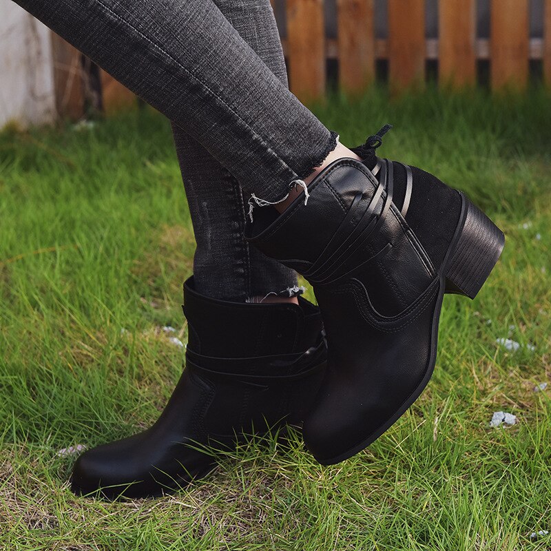 Damen Stiefel Vintage Schnürung