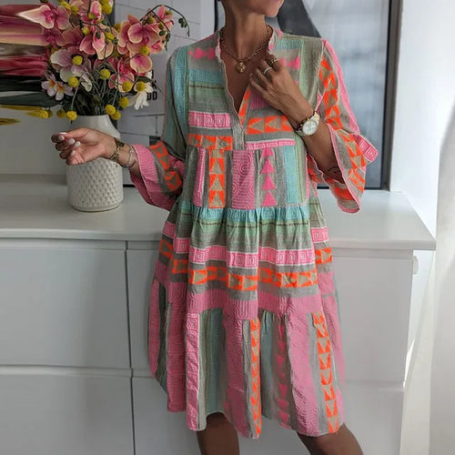 WW | Damen Geometrischer Druck Partykleid