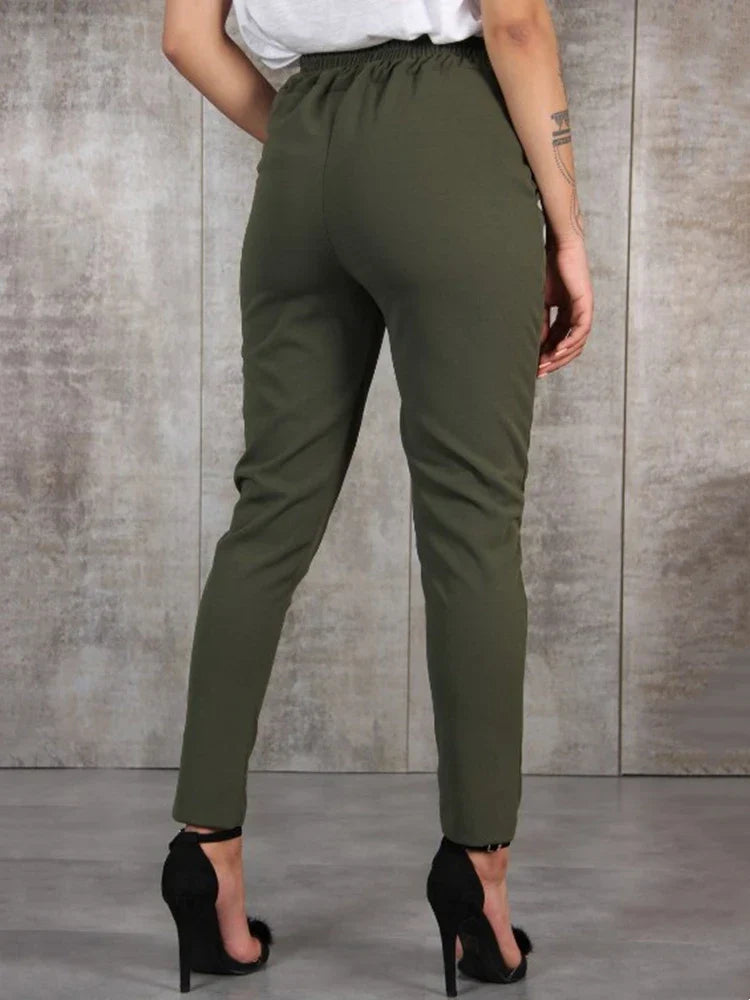 WW High Taille Hose | Elegante, stilvolle, schmal geschnittene Damenhose mit Gürtel