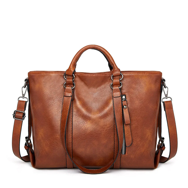 Große Leder-Schultertasche mit geräumigem Design