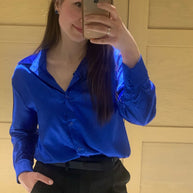 WW | Satinierte Bluse Mit Polo Kragen Seidenbluse Fürs Büro Weinlese Design Mit Lockerer Knopf Elegante Mode