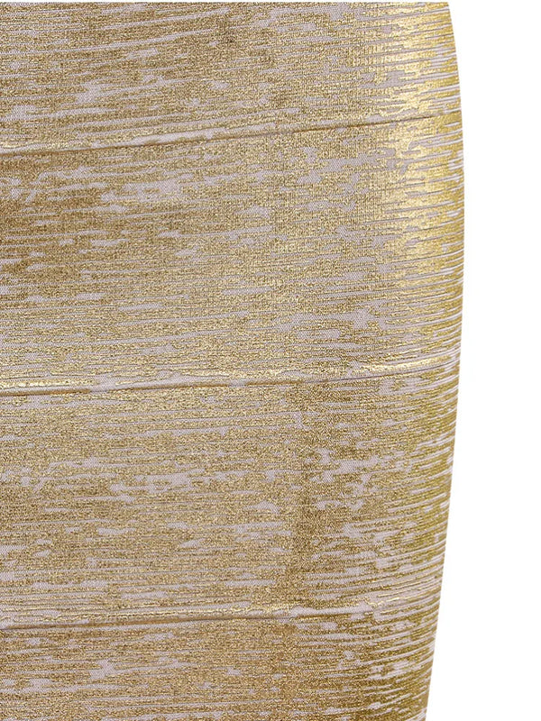 WW | Großhandel Frauen Sommermode Sexy Gold Bronze Bandage Rock Designer Nachtclub Bodycon Bleistiftrock Faldas 46Cm